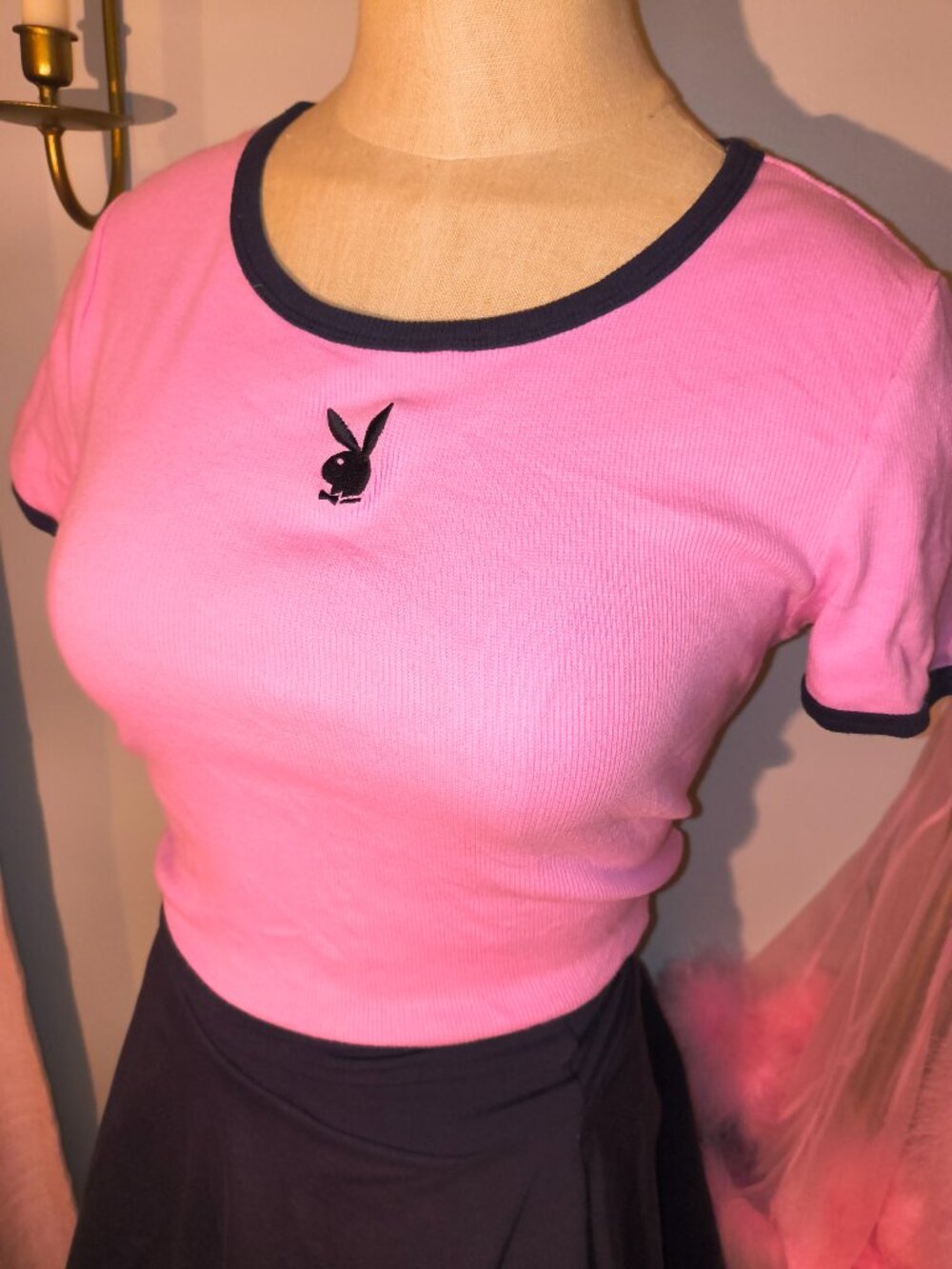 Playboy Pink Top w/ embroidered bunny